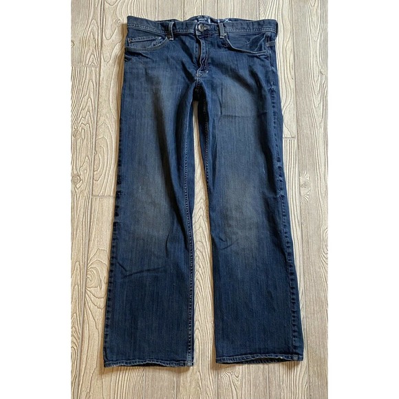 Helix N56 Loose Straight Jeans Mens 34x30 Med Wash Stretch Distressed - Picture 2 of 9